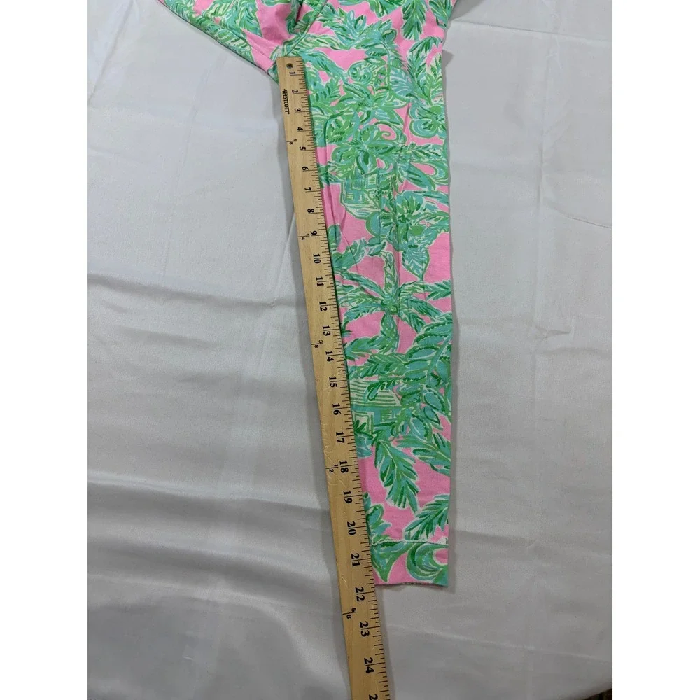 Lilly Pulitzer Girls Pink Green Tropical Palm Pajama Set Size 10 Long Sleeve PJs